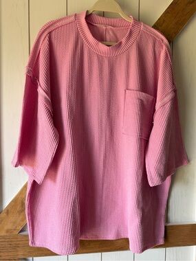 Boutique P&P Original Oversized Pink Ribbed Tunic